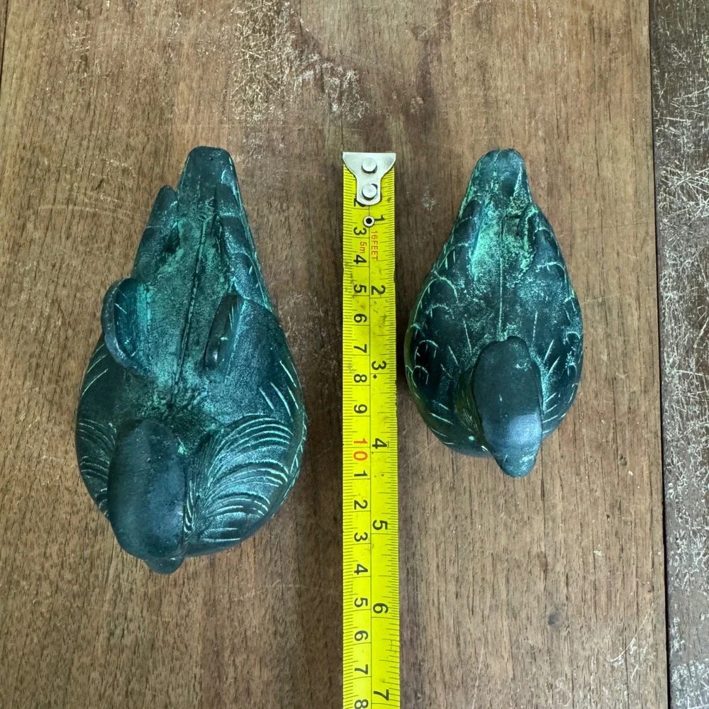 Vintage‎ Metal Green Patina Asian Decorative Bird Figurines